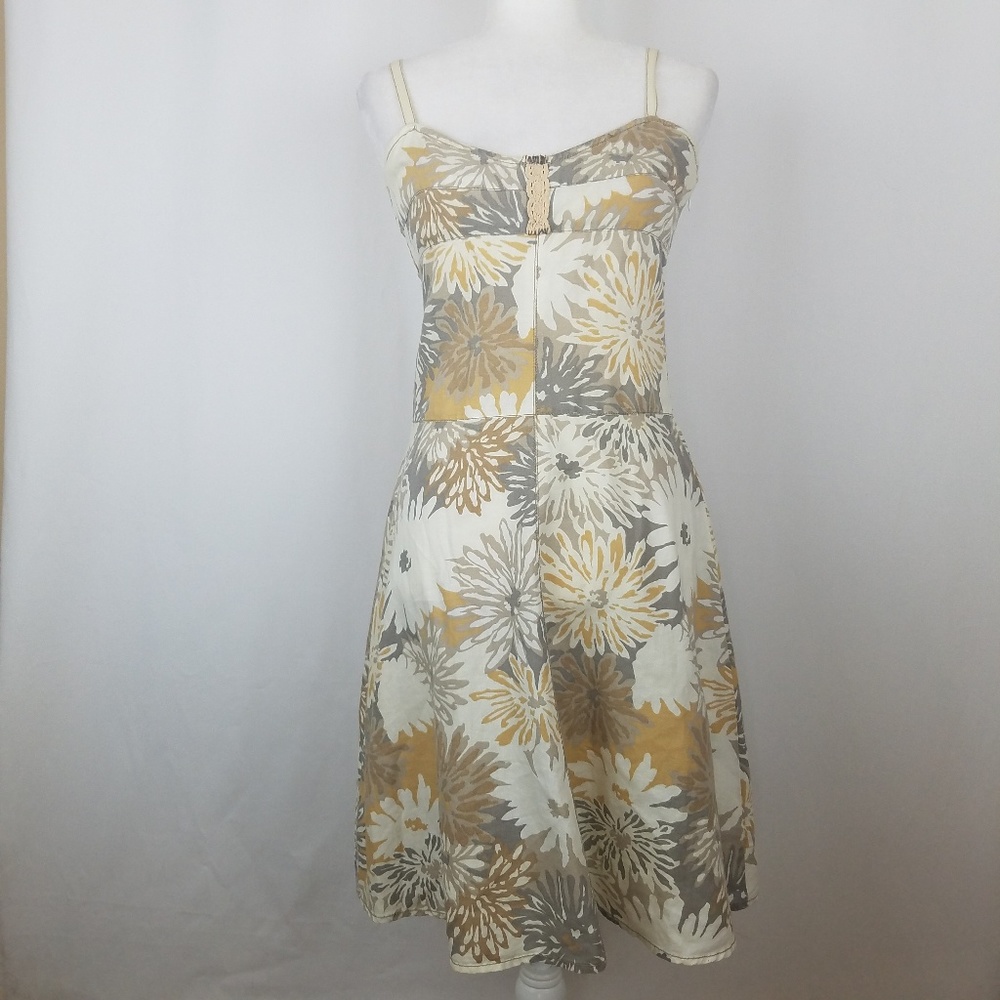 Free People Floral Dress in Yellow and Gray